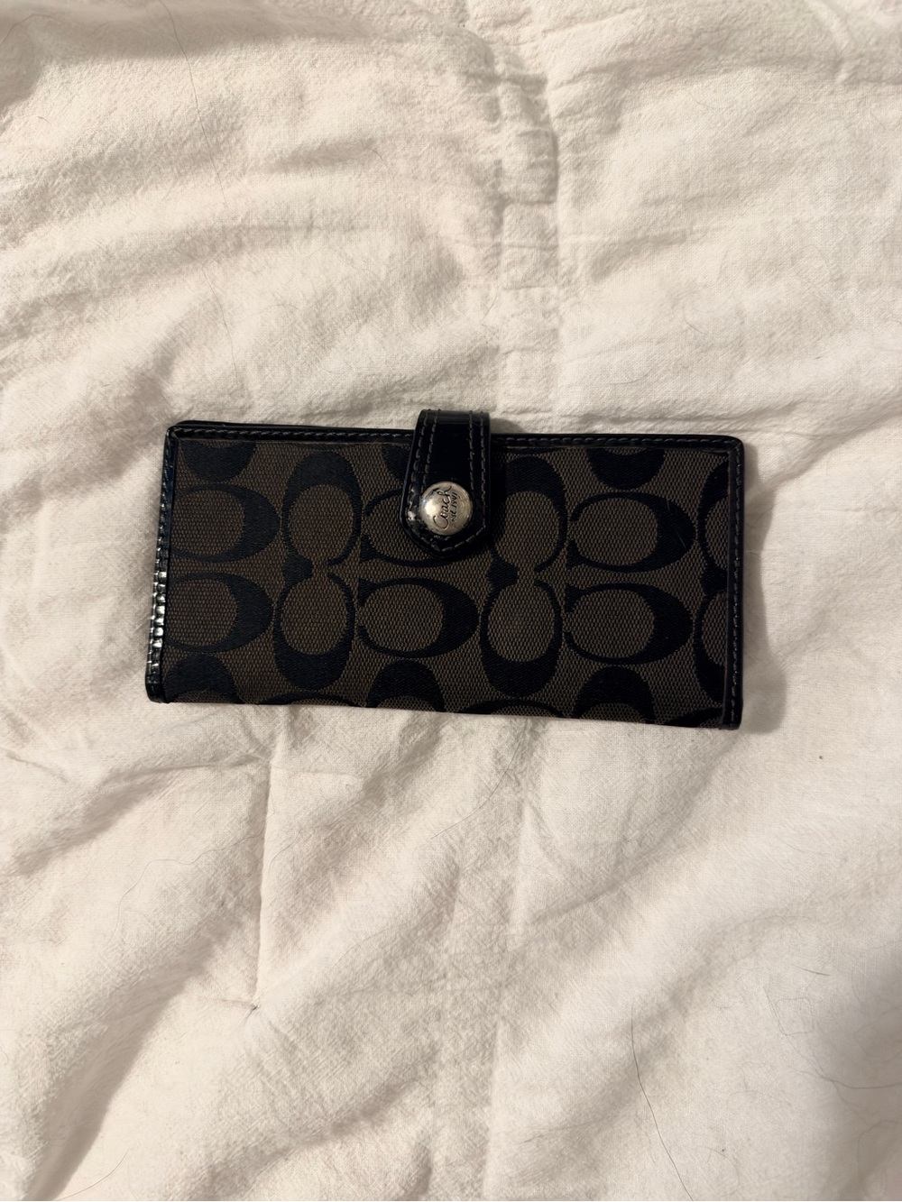 Coach Black and Brown Signature Clutch Wallet